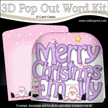 Christmas Emily Santa Pop Out Xmas Word Card
