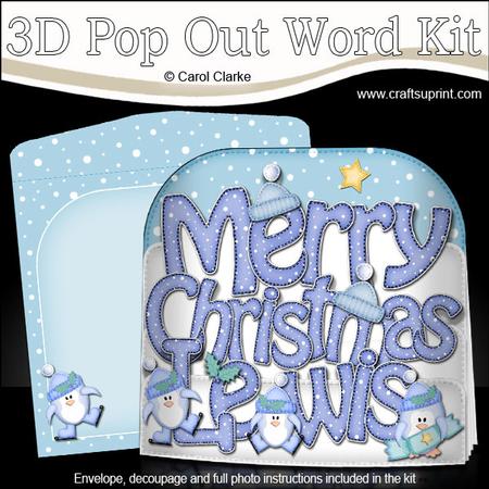 Christmas Lewis Penguins Pop Out Xmas Word Card