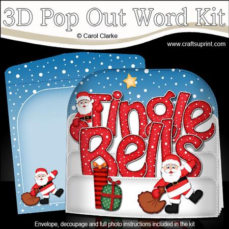 Christmas Jingle Bells Santa Pop Out Xmas Word Card