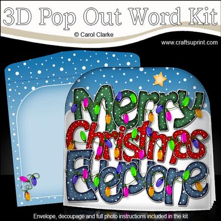 Merry Christmas Everyone Xmas Lights Pop Out Xmas Word Card