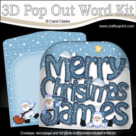 Merry Christmas James Santa Pop Out Xmas Word Card