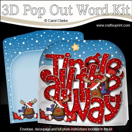 Christmas Jingle All the Way Rudolph Pop Out Xmas Word Card