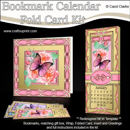 Roses & Butterfly Bookmark Calendar Fold Card Kit