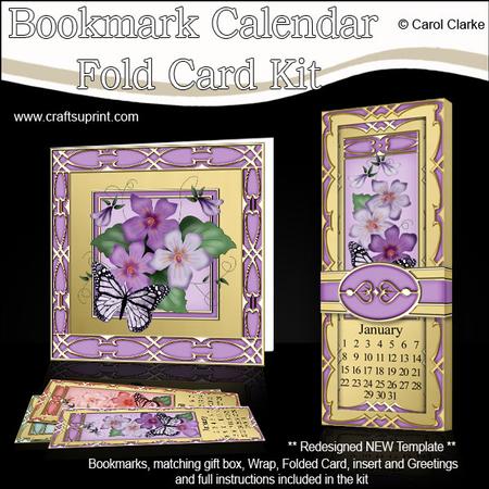 Butterfly & Violas Bookmark Calendar Fold Card Kit
