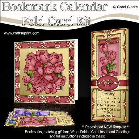 Butterfly & Rosebuds Bookmark Calendar Fold Card Kit
