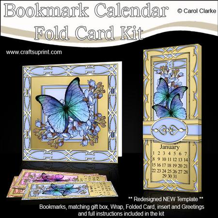 Butterfly & Flowers Bookmark Calendar Fold Card Kit