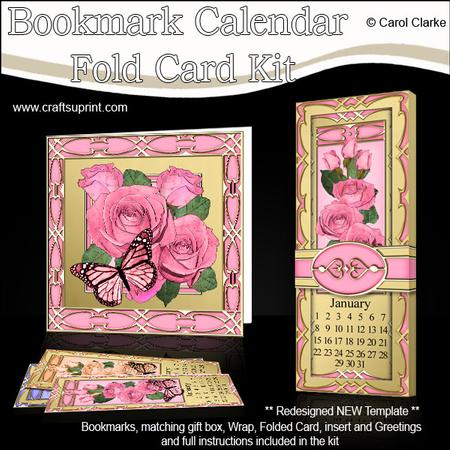 Butterfly Roses Bookmark Calendar Fold Card Kit