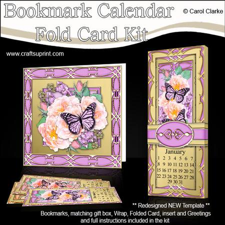 Floral Butterfly Bookmark Calendar Fold Card Kit