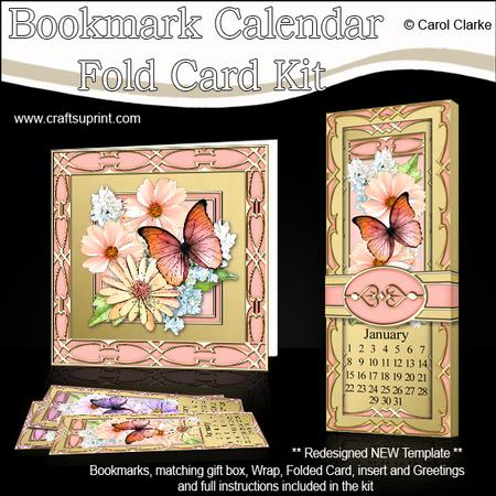 Flowers & Butterfly Bookmark Calendar Fold Card Kit
