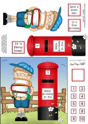 Boyz Schoolboy Zeke & Postbox Quick Card N 3D Decoupage