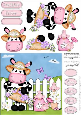 Milly Moo Cow's Flowers Quick Card & 3D Decoupage