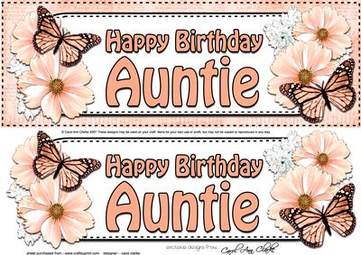 Large Dl Birthday Auntie Floral Butterflies 3D Decoupage