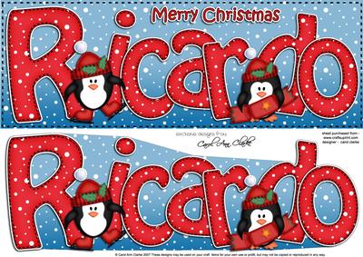 Merry Christmas Ricardo Penguins Large Dl & 3D Decoupage