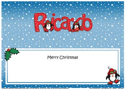 Merry Christmas Ricardo Penguins Matching Large Dl Insert