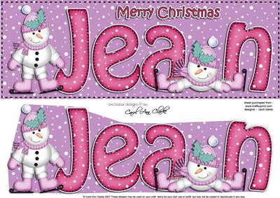 Merry Christmas Jean Snowmen Large Dl & 3D Decoupage