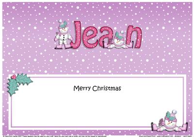 Merry Christmas Jean Snowmen Matching Large Dl Insert