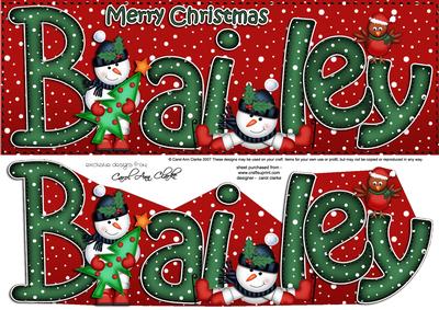 Merry Christmas Bailey Snowmen Large Dl & 3D Decoupage