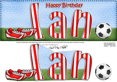 Large Dl Birthday Ian Football Card & 3D Decoupage