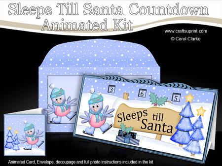 3D Xmas Skating Robin Sleeps Till Santa Countdown Card