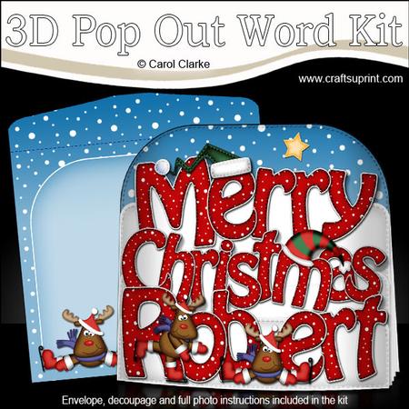 Merry Christmas Robert Rudolph Pop Out Xmas Word Card