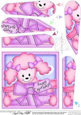 Bon Bon Poodle Dog's Present Fan Pyramage Topper
