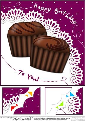 8 x 8 Chocolate Birthday Scalloped Corner Topper