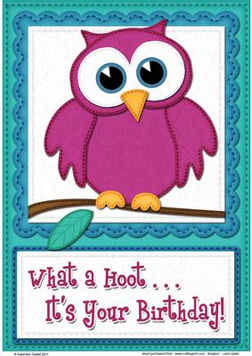 A4 What a Hoot Owl Birthday Felties