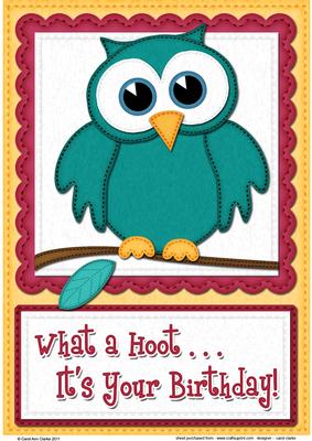 A4 What a Hoot Owl Birthday Felties