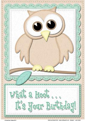 A4 What a Hoot Owl Birthday Felties