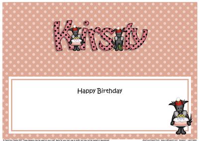 Birthday Kirsty Scottie Dog Large Dl Matching Insert