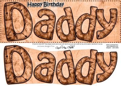 Large Dl Birthday Daddy Clocks 3D Decoupage
