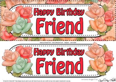 Large Dl Happy Birthday Friend Roses Card & 3D Decoupage
