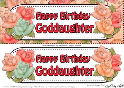 Large Dl Happy Birthday Goddaughter Roses Card 3D Decoupage