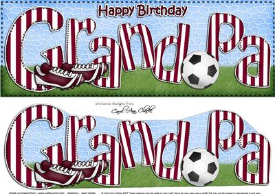 Large Dl Birthday Grandpa Football Card & 3D Decoupage