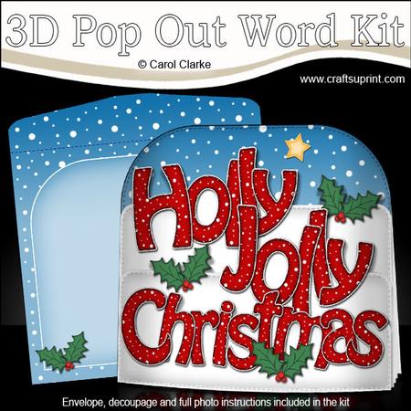 Holly Jolly Christmas Pop Out Xmas Word Card