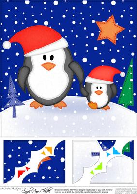 8 x 8 Penguin Tree Felties Scalloped Corner Topper