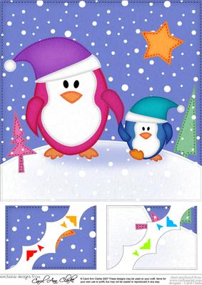 8 x 8 Penguin Tree Felties Scalloped Corner Topper