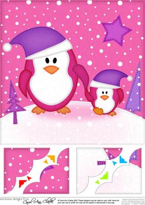 8 x 8 Penguin Tree Felties Scalloped Corner Topper
