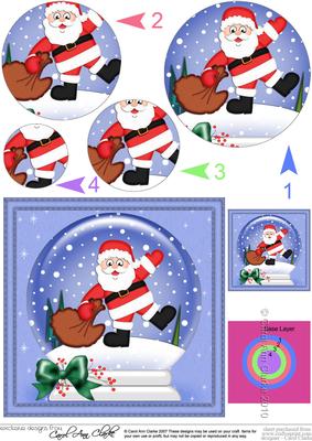 Xmas Santa's Sack Snowglobe Circle Pyramage Topper