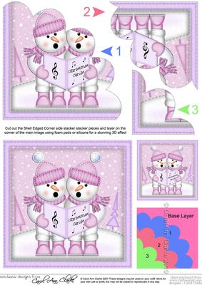 Xmas Carol Singing Snowmen Shell Edged Stacker