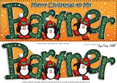 Xmas Large Dl Partner Penguins Quick Card N 3D Decoupage