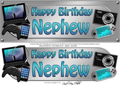 Large Dl Birthday Nephew Gadgets & Gizmos 3D Decoupage