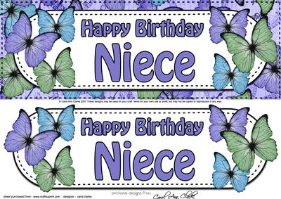 Large Dl Birthday Niece Butterflies Card & 3D Decoupage