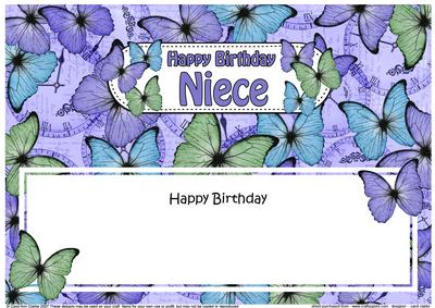 Birthday Niece Butterflies Large Dl Matching Insert