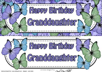 Large Dl Birthday Granddaughter Butterflies 3D Decoupage