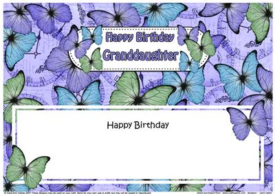 Birthday Granddaughter Butterflies Large Dl Matching Insert
