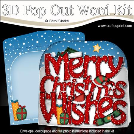Merry Christmas Wishes Pop Out Xmas Word Card
