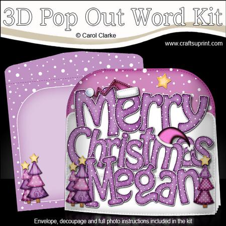 Merry Christmas Megan Xmas Trees Pop Out Xmas Word Card