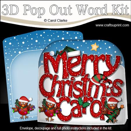 Merry Christmas Carol Robins Pop Out Xmas Word Card