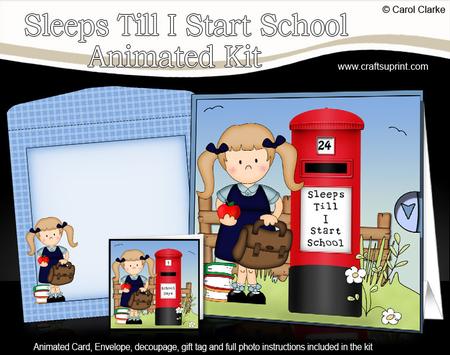 3D Schoolgirl Kaz Sleeps Till I Start School Countdown Card